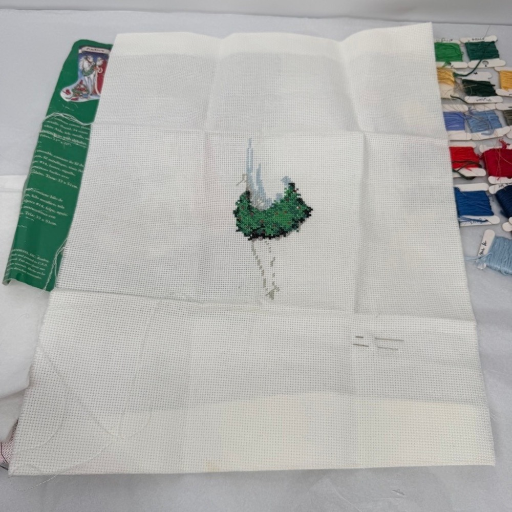 Creative Accents Counted Cross Stitch Santa Gift Stocking Kit PARTIAL-STARTED - Picture 13 of 16